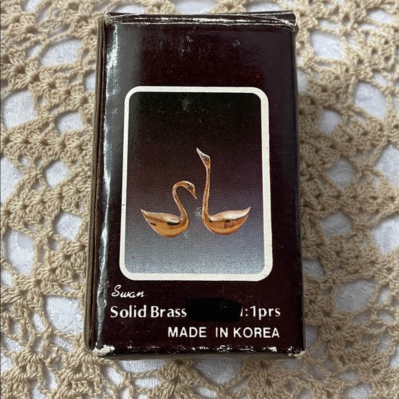 Vintage 1985 Elegant Solid Brass Gold Swan Figurines - Picture 6 of 6